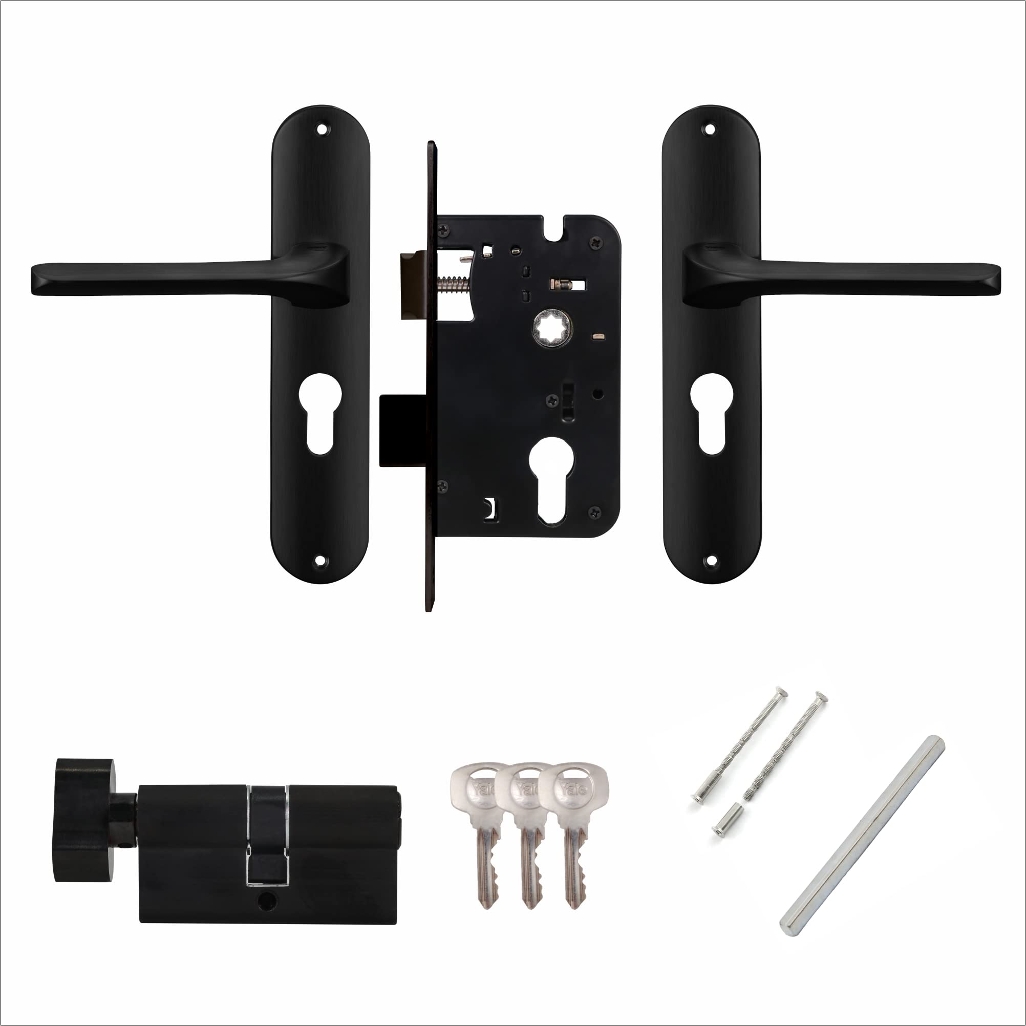 Yale 1101-8P-TT-BM Mortise Door Lock and Handle Set on 8